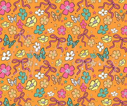 Printed Vinyl - Orange Boho Flowers