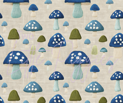Printed Vinyl - Embroidered Mushrooms