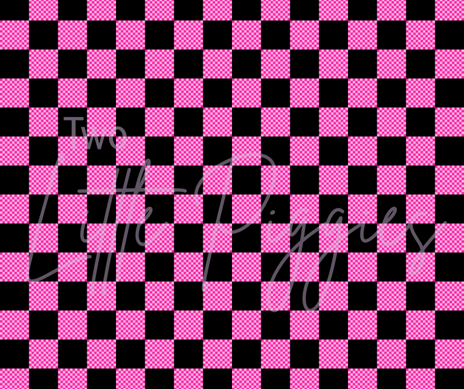 Printed Vinyl -  Pink and Black Checkered