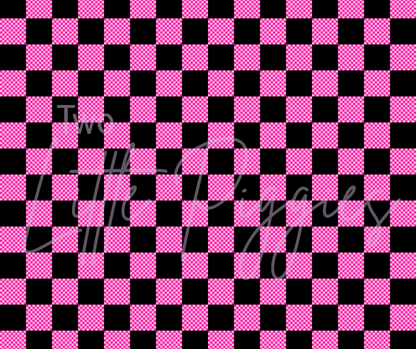 Printed Vinyl -  Pink and Black Checkered