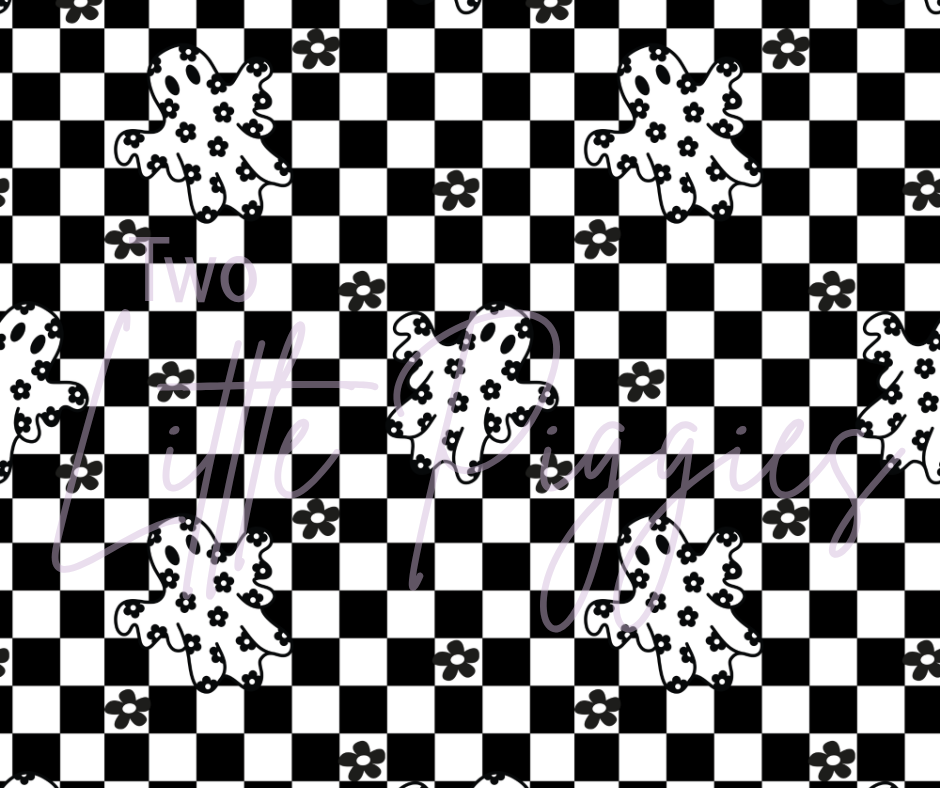 Printed Vinyl - Floral Checker Ghost