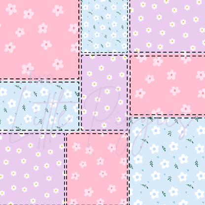 Printed Vinyl -Patchwork - Spring Flowers