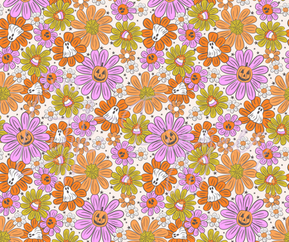 Printed Vinyl - Retro Halloween Flowers