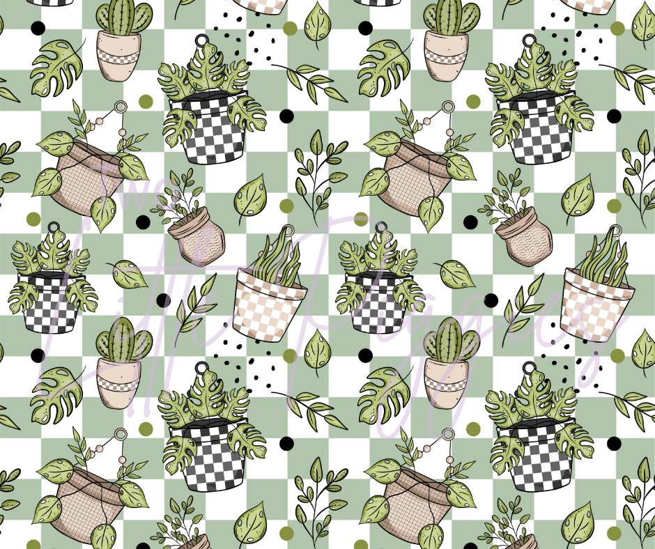 Printed Vinyl - Checkered Plants