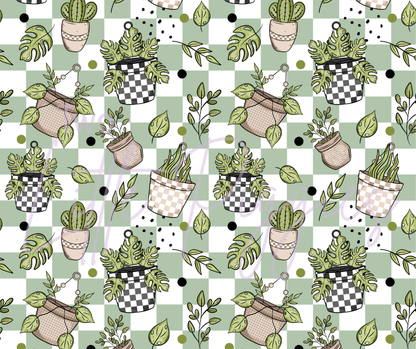 Printed Vinyl - Checkered Plants