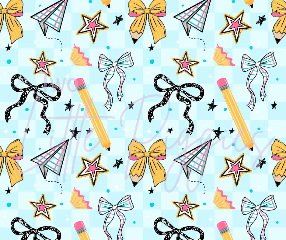 Printed Vinyl - School Bows and Paper Planes