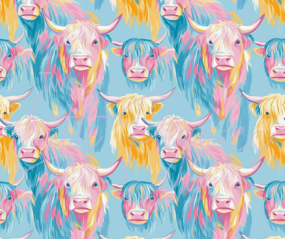 Printed Vinyl - Pastel Highland Cow