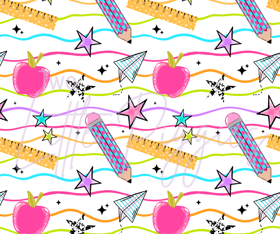 Printed Vinyl - Wavy School Supplies