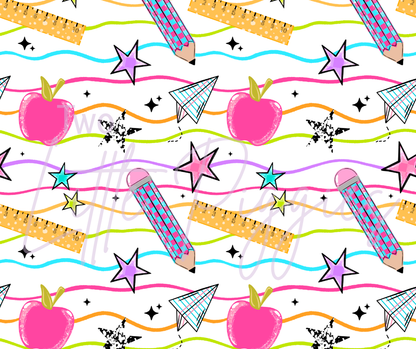 Printed Vinyl - Wavy School Supplies