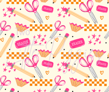 Printed Vinyl - Pink School Supplies