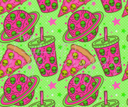 Printed Vinyl - Neon Pizza Alien