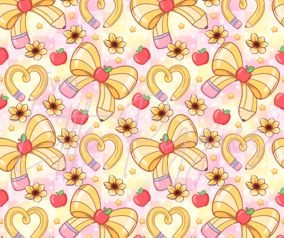 Printed Vinyl - Back to School - Heart Pencil Bow