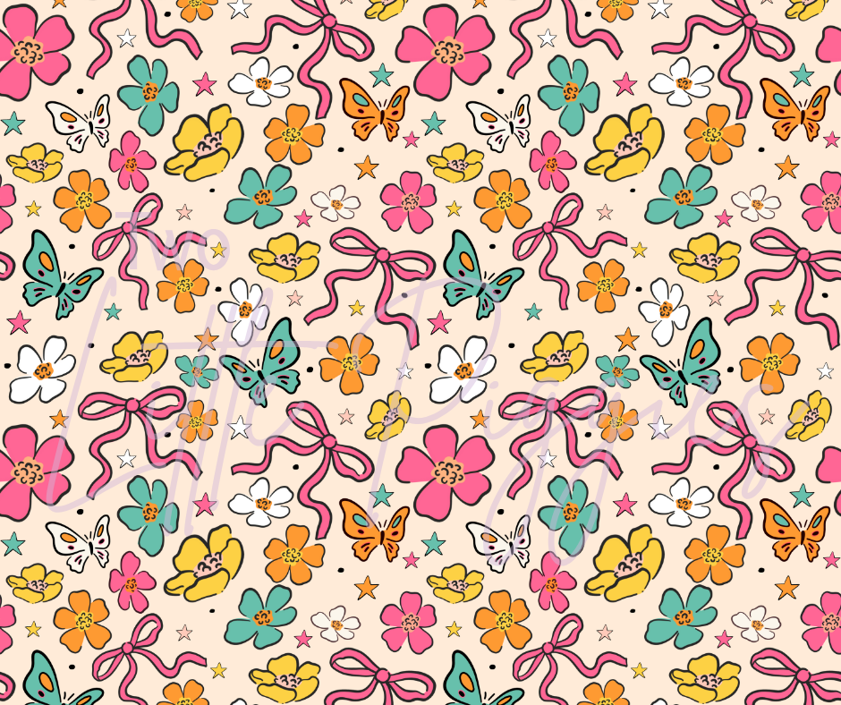 Printed Vinyl - Retro Bows on Cream
