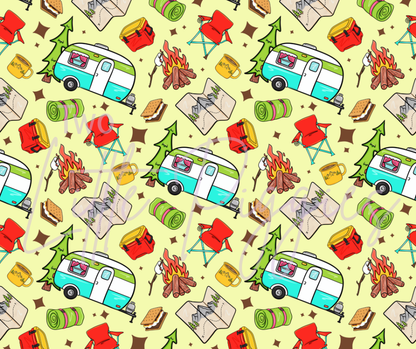 Printed Vinyl - Let's Go Camping - Yellow