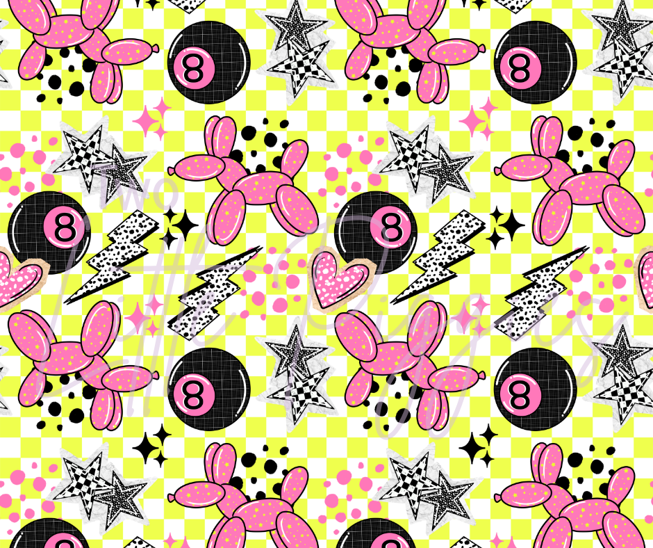Printed Vinyl - Pink and Yellow 8 Ball