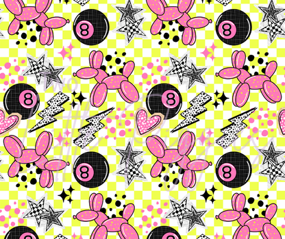 Printed Vinyl - Pink and Yellow 8 Ball