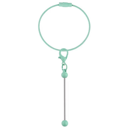 Keychain Cable Loop with Beadable Bar and Screw Lock (3pc)