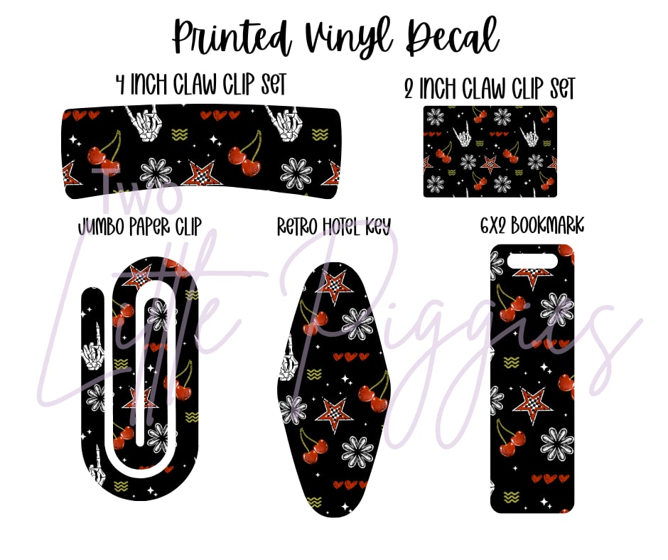 Printed Vinyl - Black & Red Checker Skulls