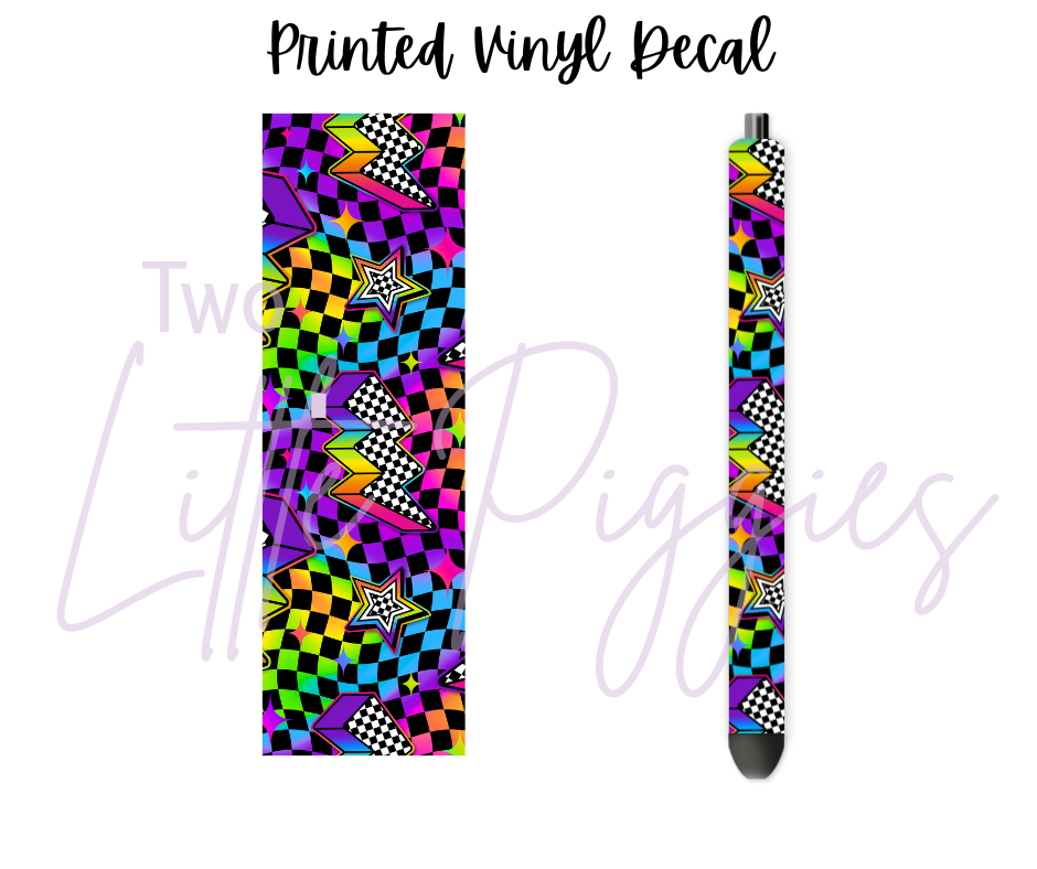 Printed Vinyl - Rainbow Checkers Bolts