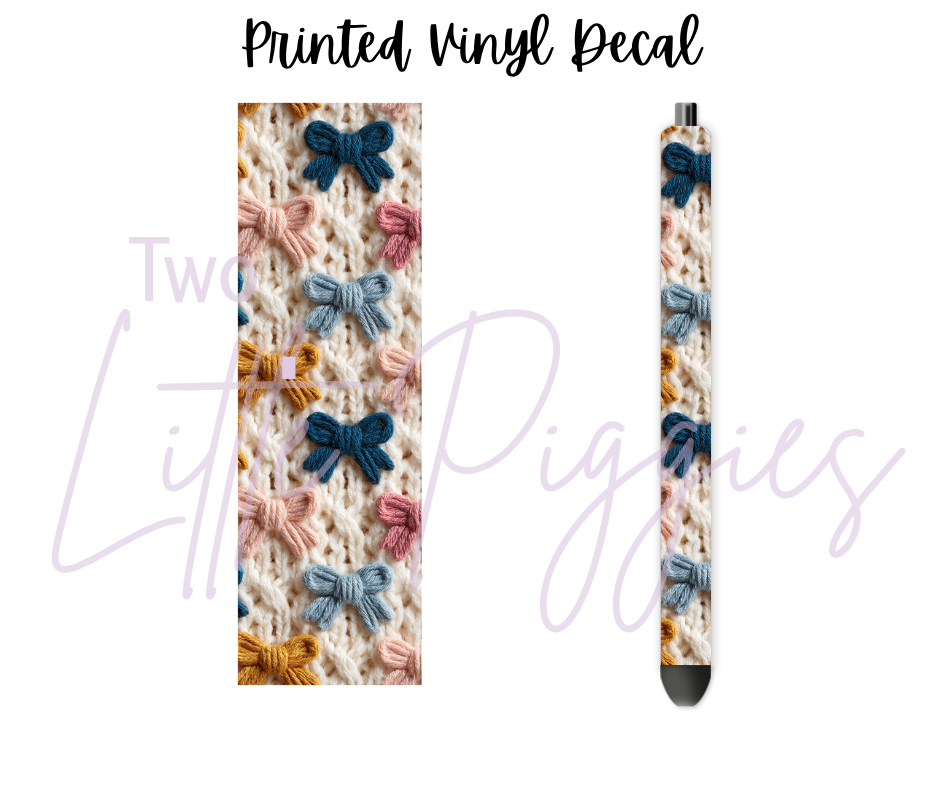 Printed Vinyl - Embroidered Bows