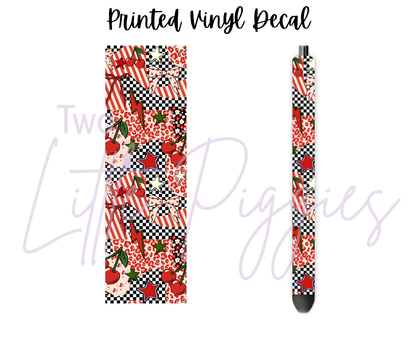 Printed Vinyl - Grunge Checkered Cherries