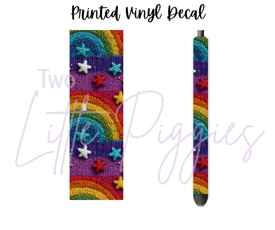 Printed Vinyl - Embroidered Rainbows