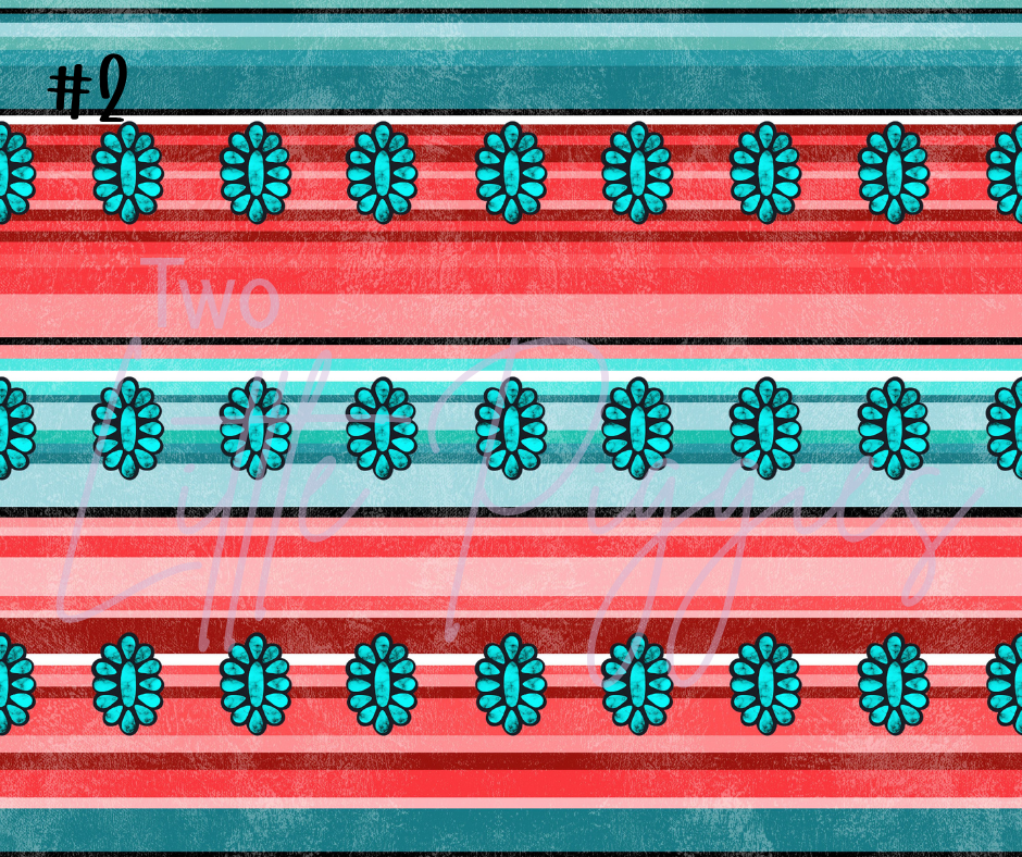 Printed Vinyl - Coral Aqua Aztec