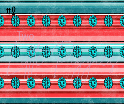 Printed Vinyl - Coral Aqua Aztec