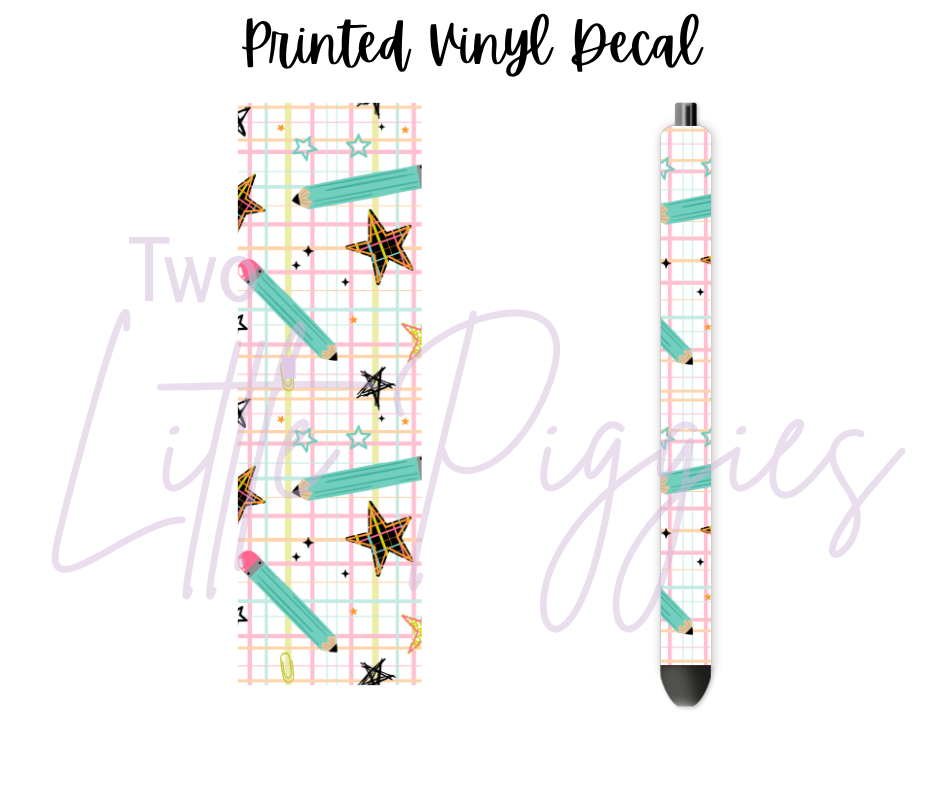 Printed Vinyl - Pencil Star Plaid