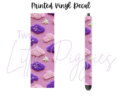 Printed Vinyl - Embroidered Clouds
