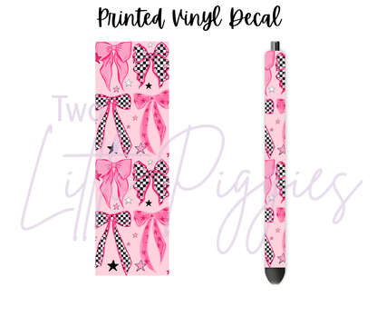 Printed Vinyl - Checker and Pink Bows