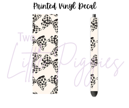 Printed Vinyl - Black and White Checkered Bows