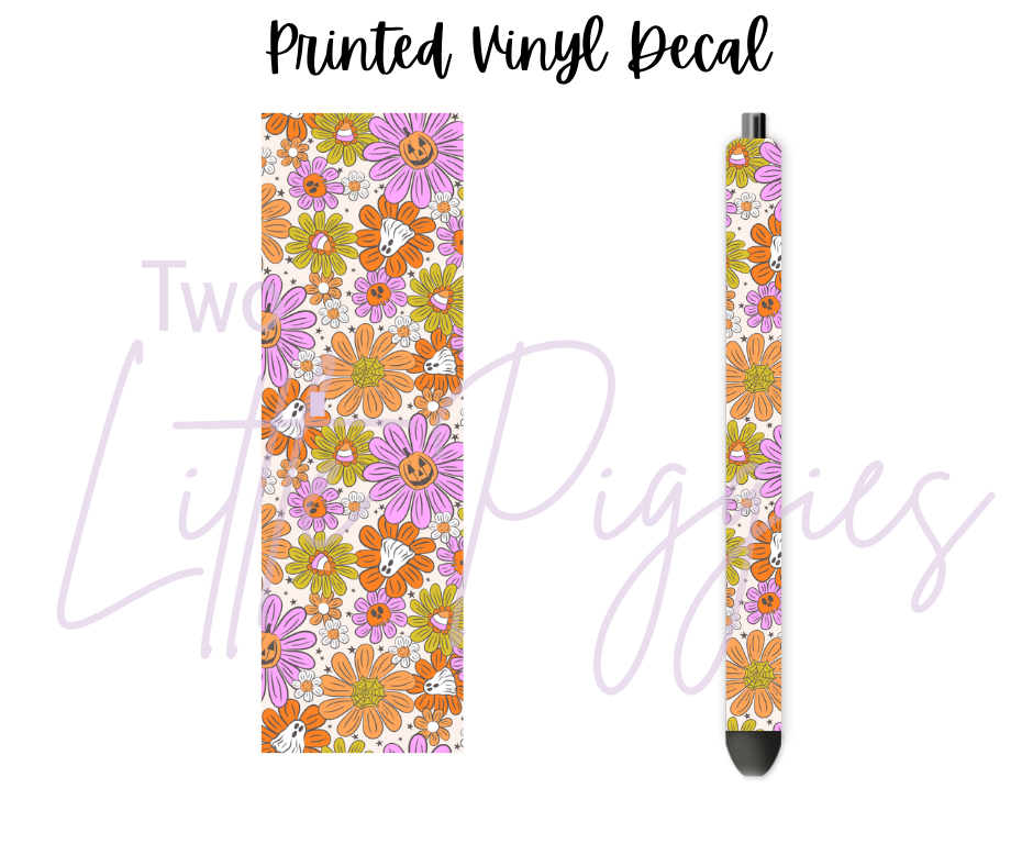 Printed Vinyl - Retro Halloween Flowers