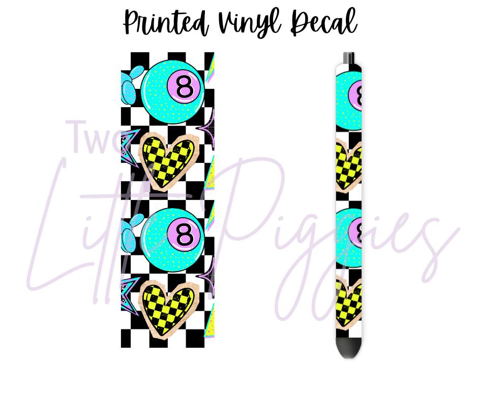 Printed Vinyl - Neon Checker 8Ball