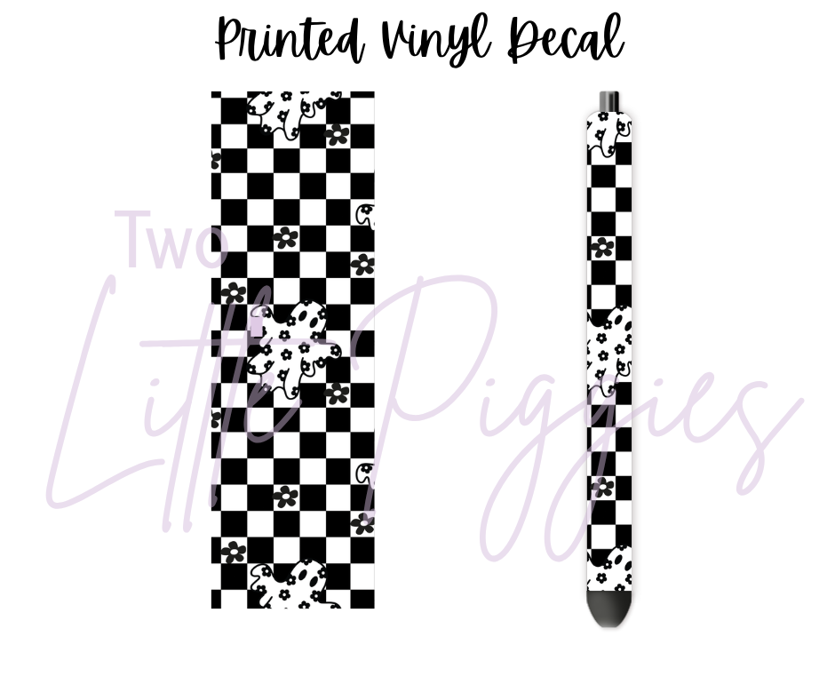 Printed Vinyl - Floral Checker Ghost