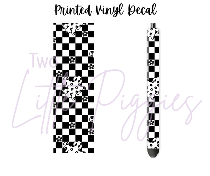 Printed Vinyl - Floral Checker Ghost