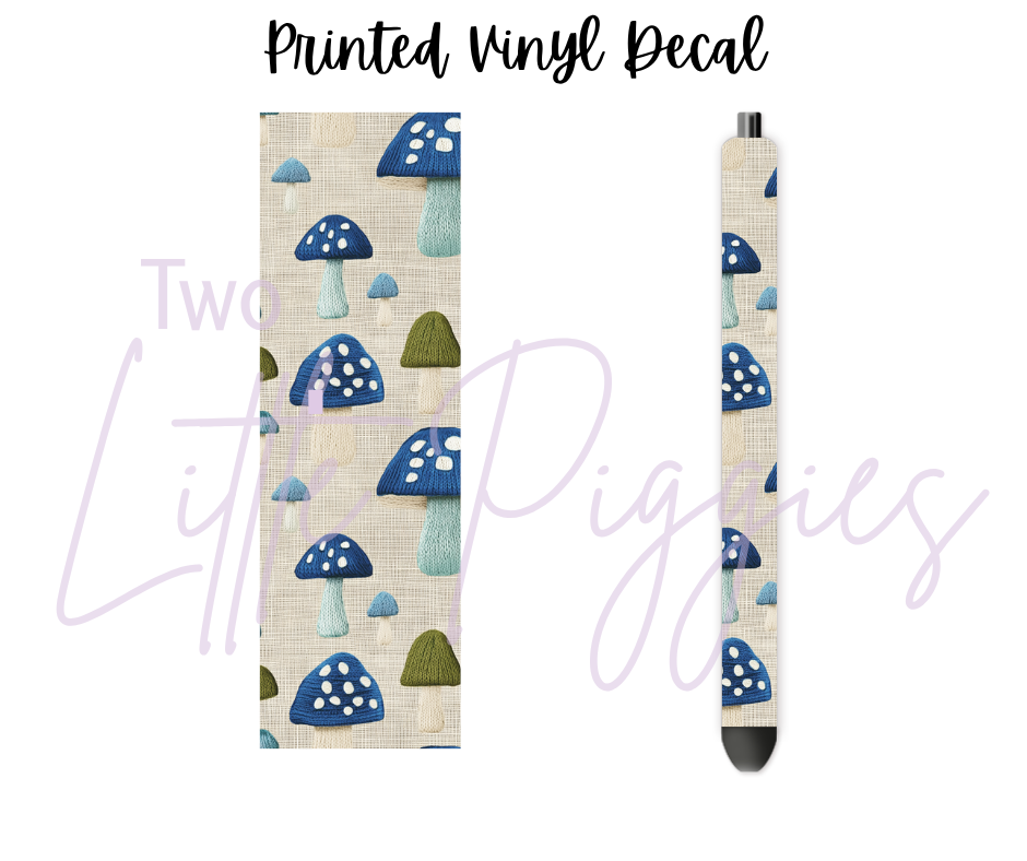 Printed Vinyl - Embroidered Mushrooms