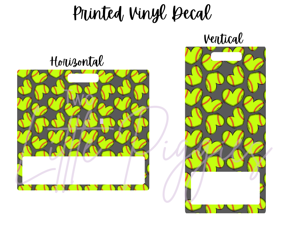 Printed Vinyl - Softball Hearts