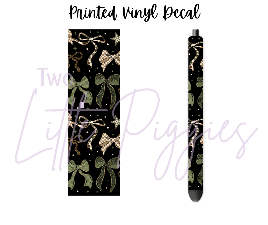Printed Vinyl - Brown and Green Bows