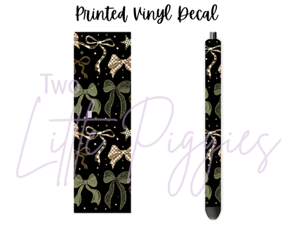Printed Vinyl - Brown and Green Bows