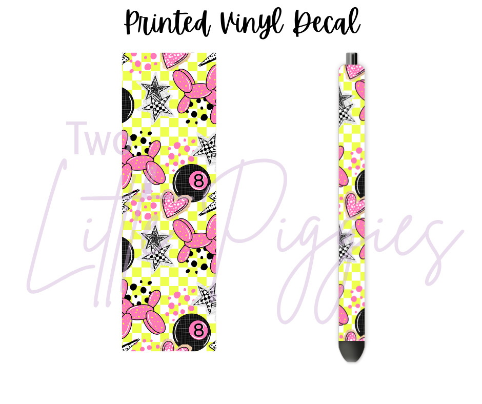 Printed Vinyl - Pink and Yellow 8 Ball