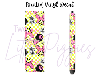 Printed Vinyl - Pink and Yellow 8 Ball