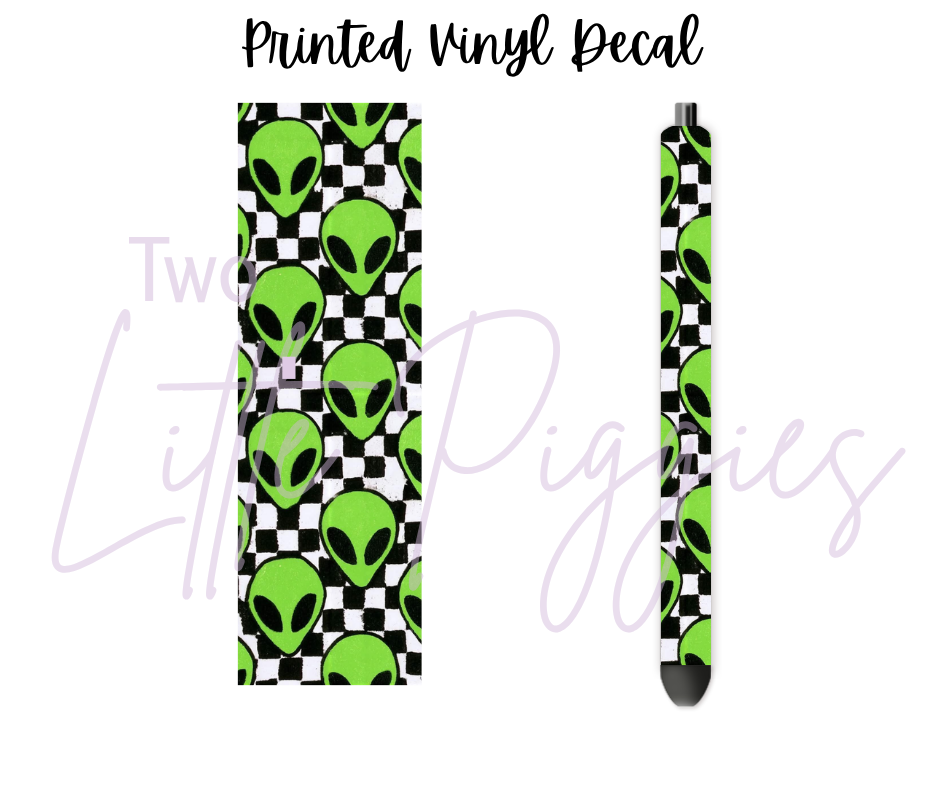 Printed Vinyl - Green Alien Checkers