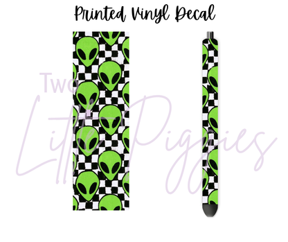 Printed Vinyl - Green Alien Checkers