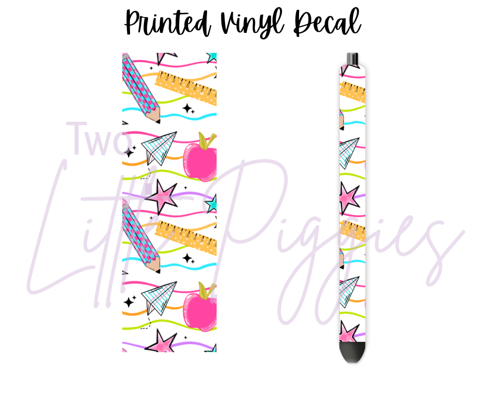 Printed Vinyl - Wavy School Supplies