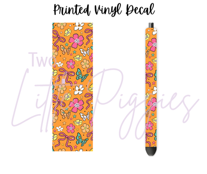 Printed Vinyl - Orange Boho Flowers
