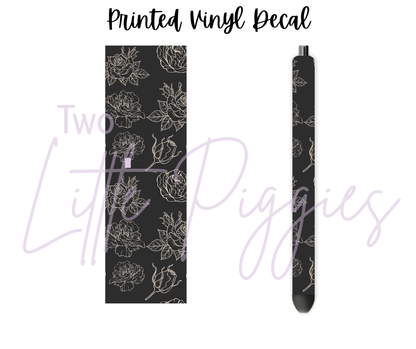 Printed Vinyl - Black and Cream Roses
