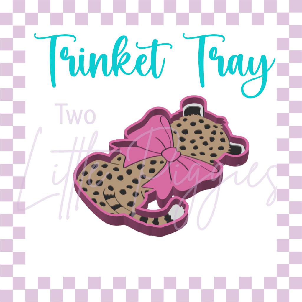 3D Printed - Trinket Tray - Leopard with Bow
