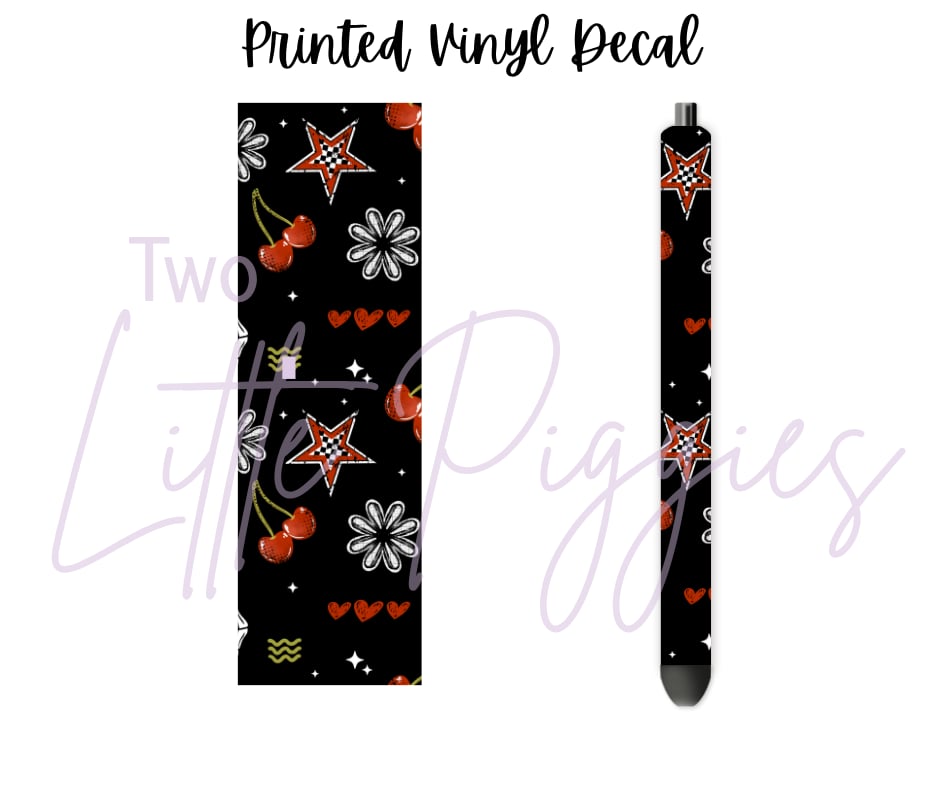 Printed Vinyl - Black & Red Checker Skulls