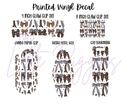 Printed Vinyl - Leopard and Checkered Bows
